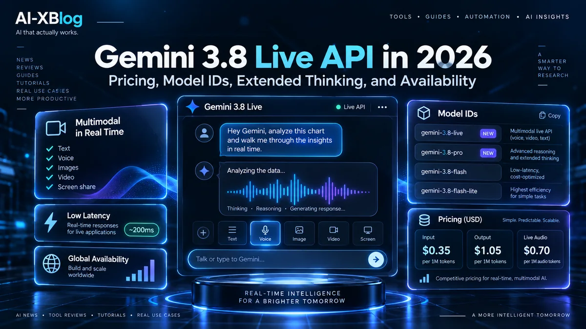 Gemini 3.8 Live API in 2026 with pricing, model IDs, extended thinking, and availability