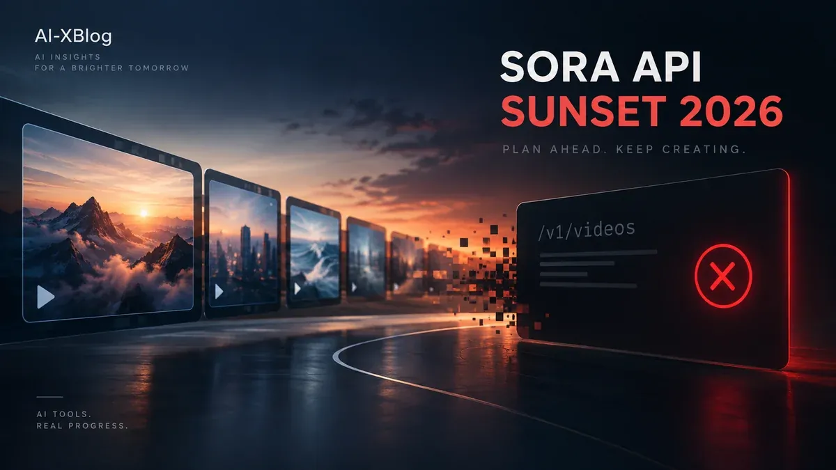 OpenAI Sora API shutdown in 2026 with video generation frames and an API connection ending